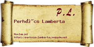 Perhócs Lamberta névjegykártya